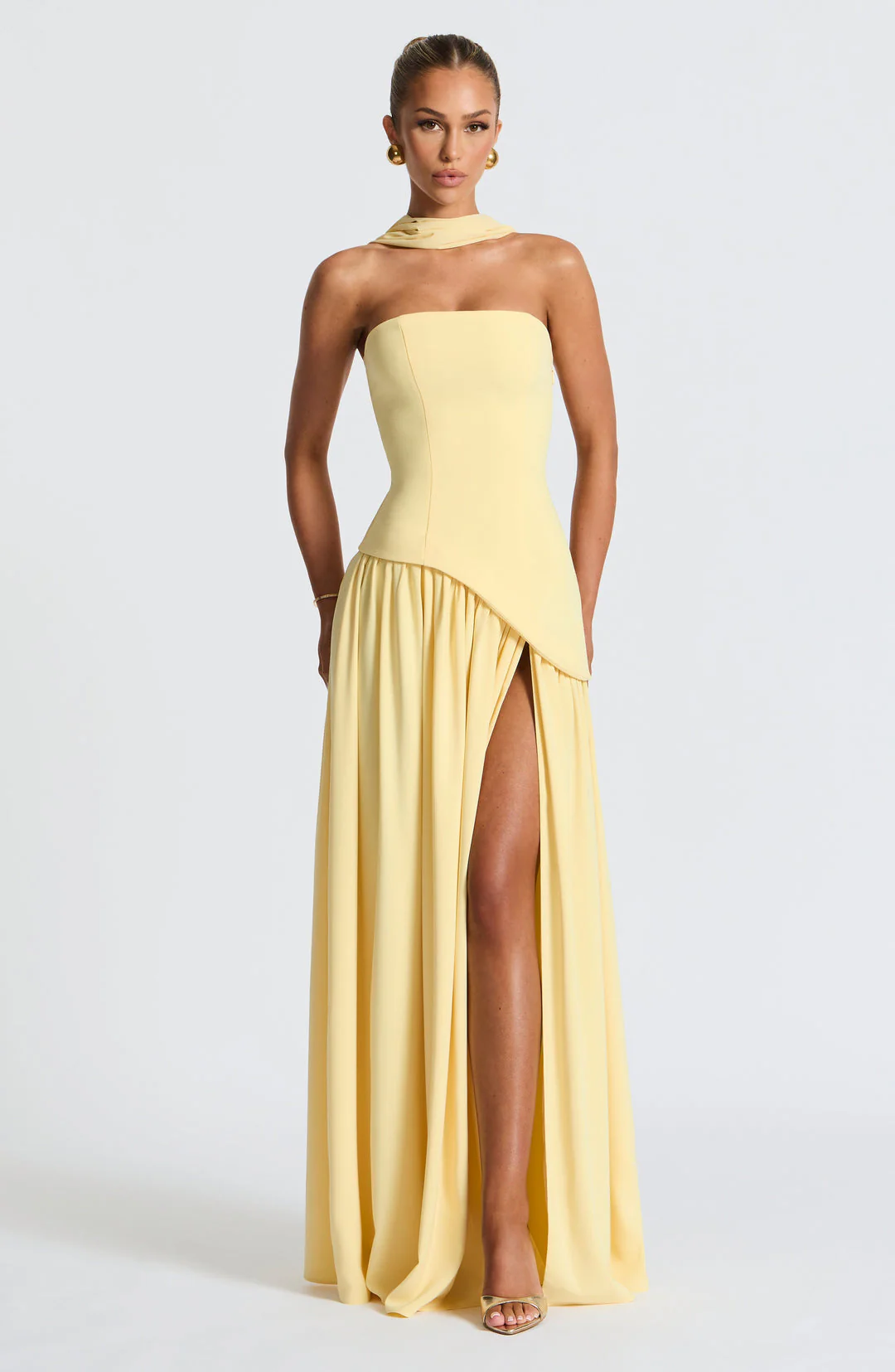Crimson | Strapless Maxi Gown with Scarf