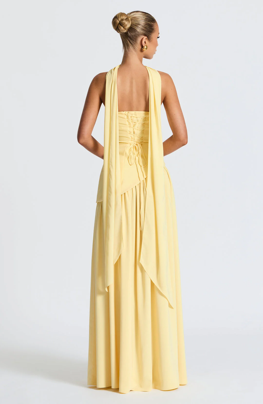 Crimson | Strapless Maxi Gown with Scarf
