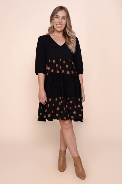 Playful Women's V-Neck Polka-Dot 3/4-Sleeve Dress — product view 1