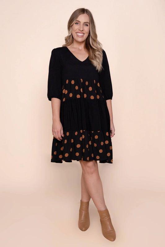Playful Women's V-Neck Polka-Dot 3/4-Sleeve Dress — product view 1