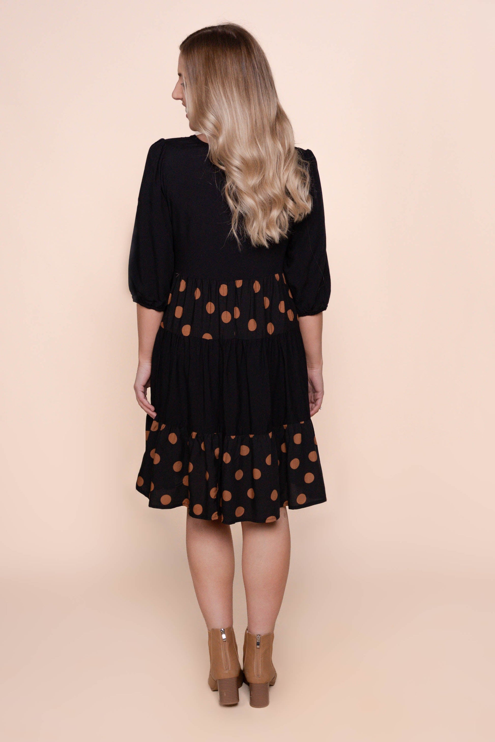 Playful Women's V-Neck Polka-Dot 3/4-Sleeve Dress — product view 6
