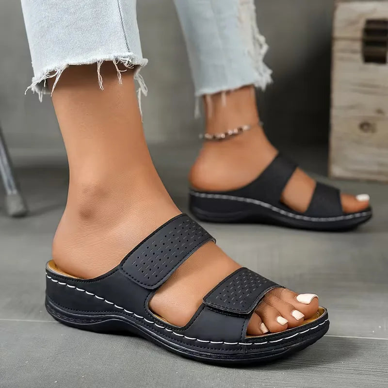 Easy Women's Orthopedic Double-Strap Wedge Sandals — product view 5