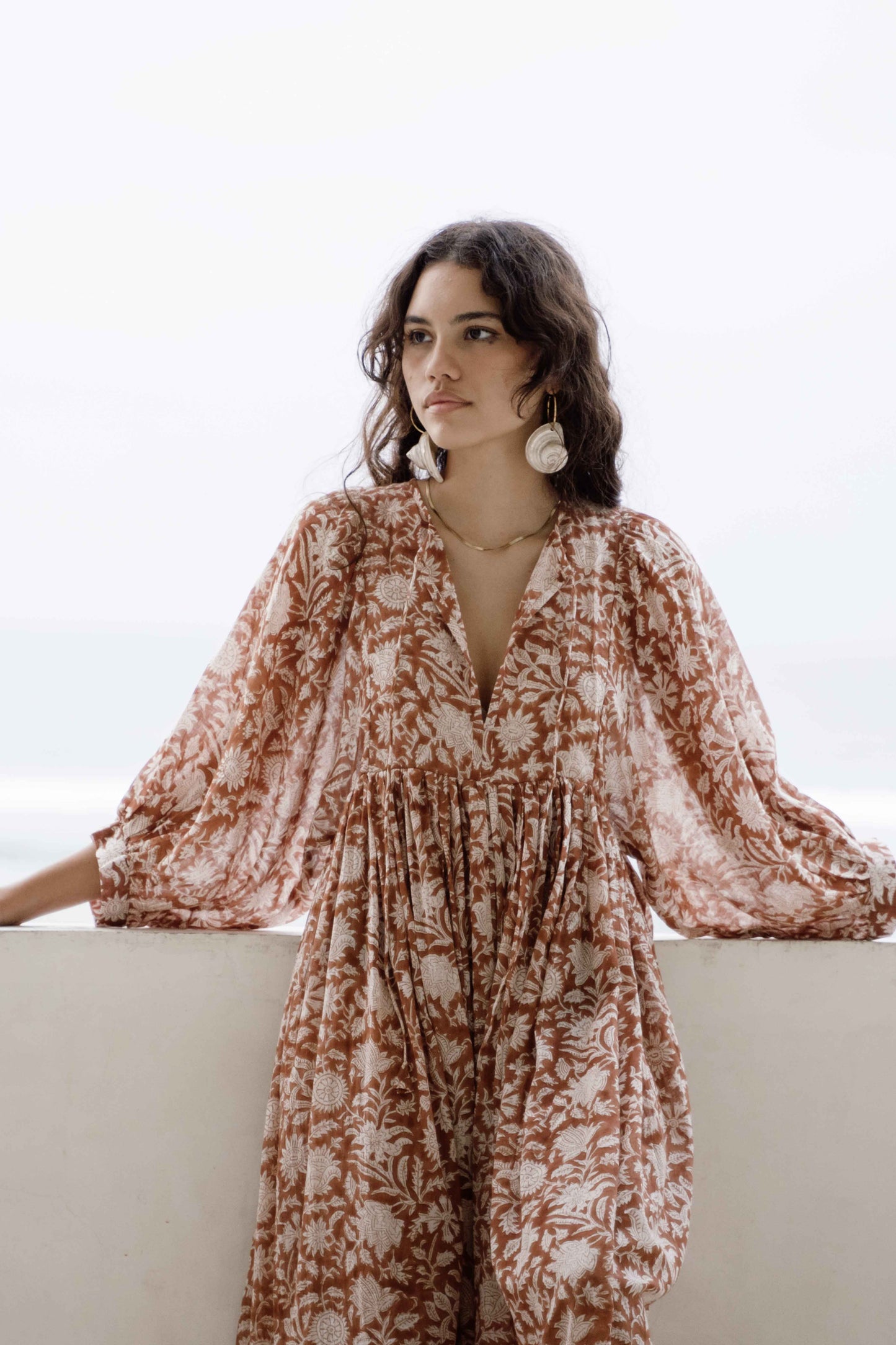 Relaxed Long-Sleeve Boho Midi Dress — product view 2