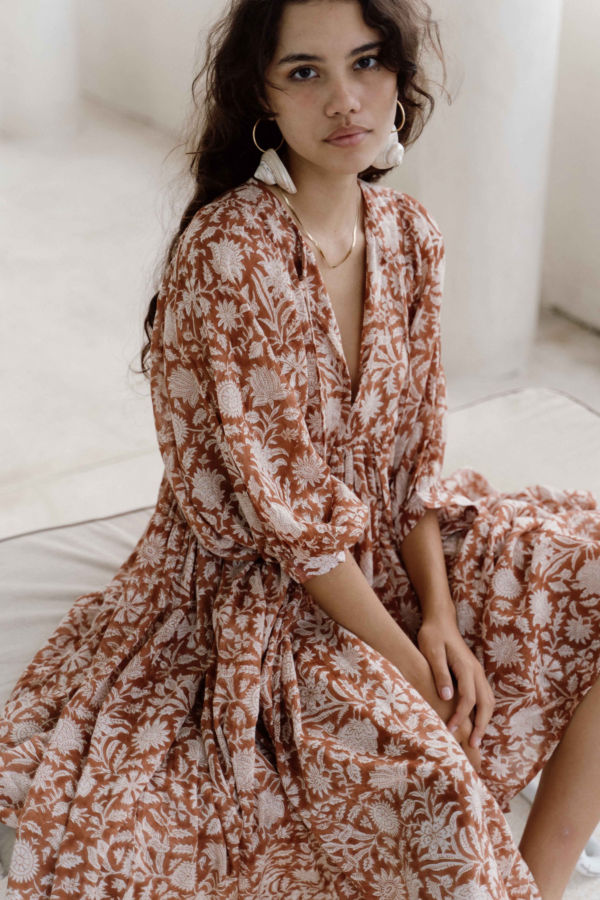 Relaxed Long-Sleeve Boho Midi Dress — product view 3