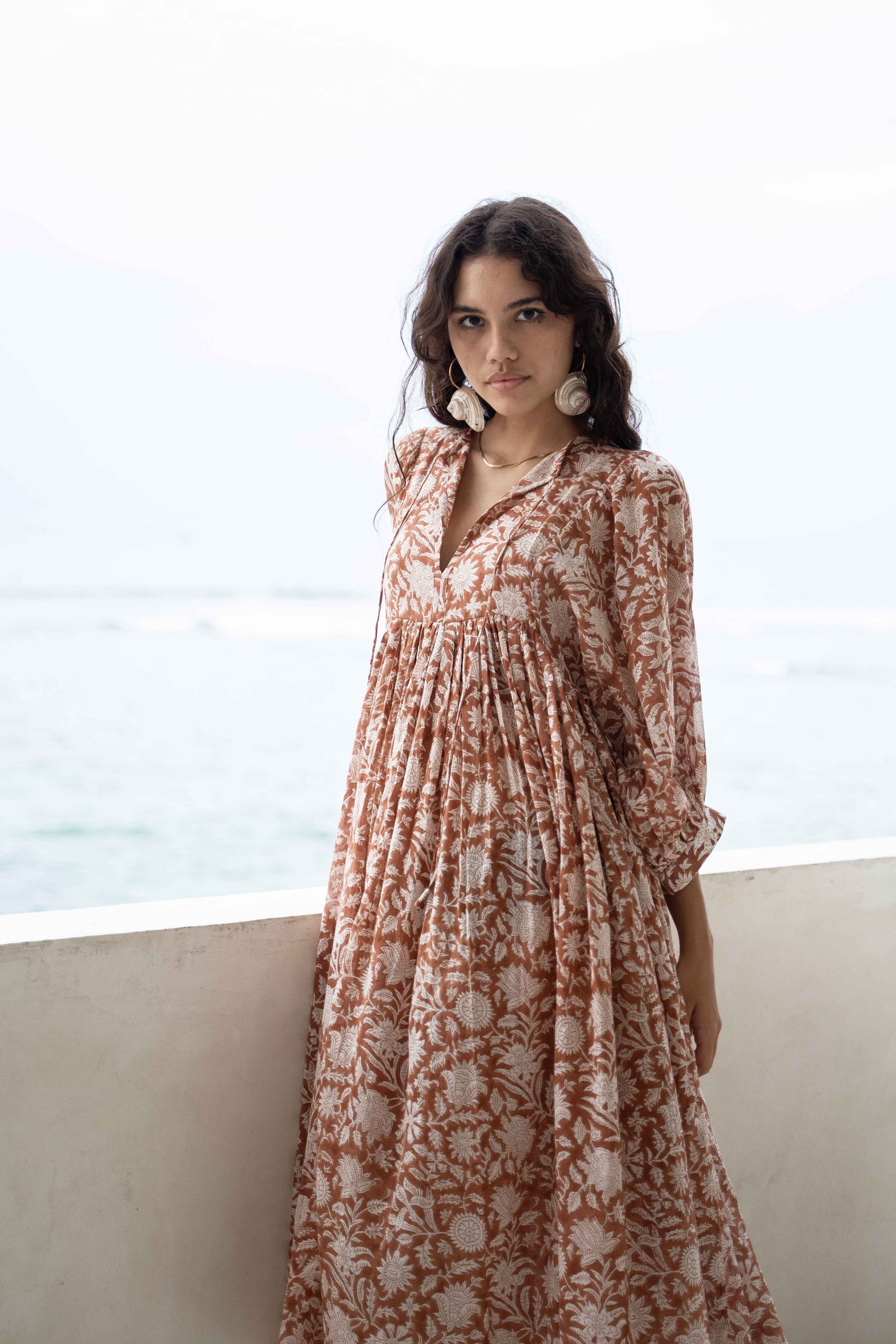 Relaxed Long-Sleeve Boho Midi Dress — product view 4