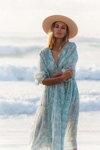 Relaxed Long-Sleeve Boho Midi Dress — product view 4