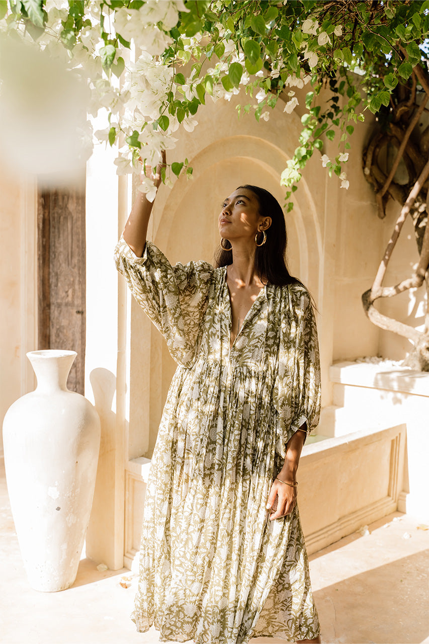 Relaxed Long Sleeve Boho Midi Dress — product view 1