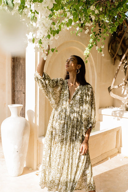 Relaxed Long Sleeve Boho Midi Dress — product view 1