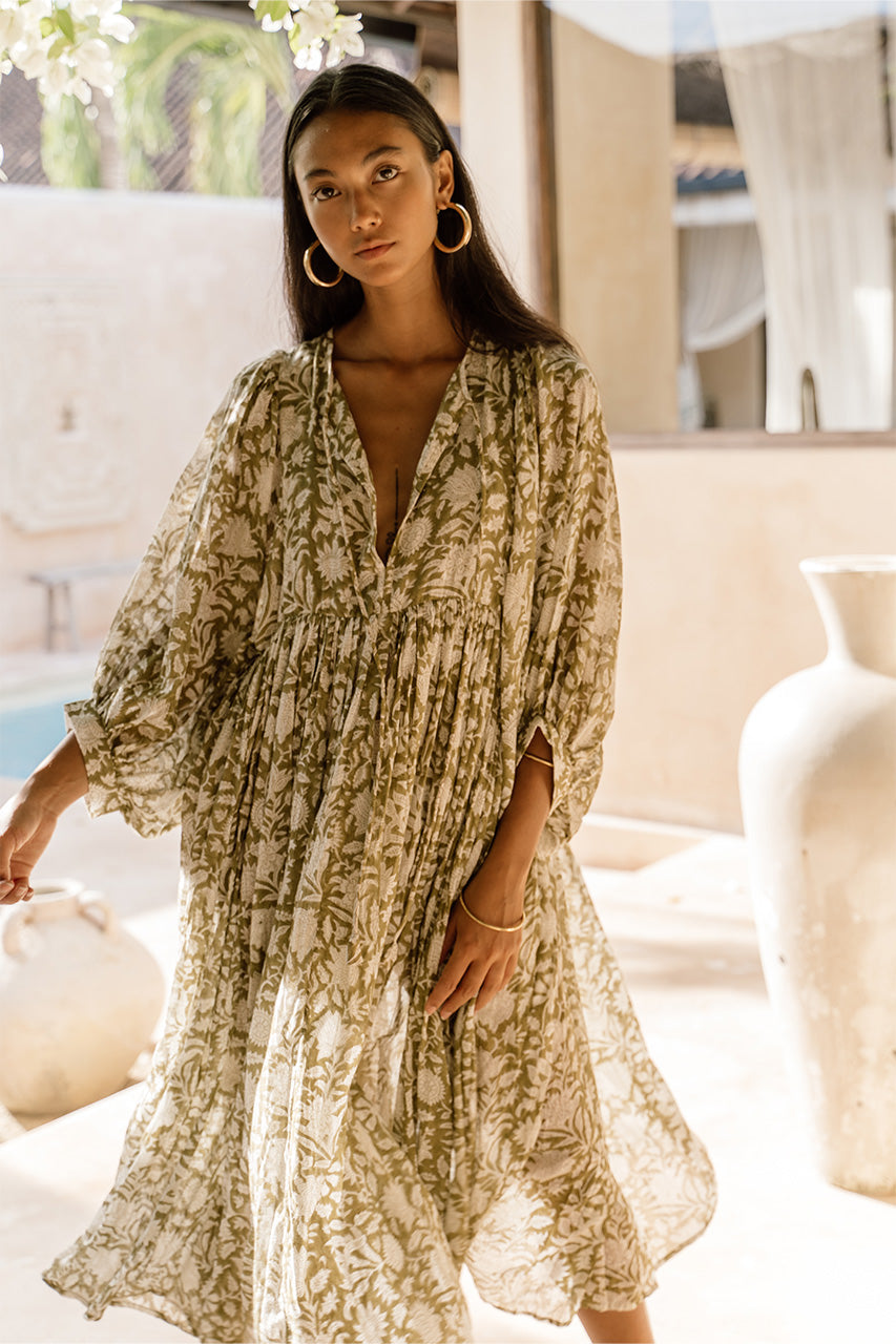 Relaxed Long Sleeve Boho Midi Dress — product view 3