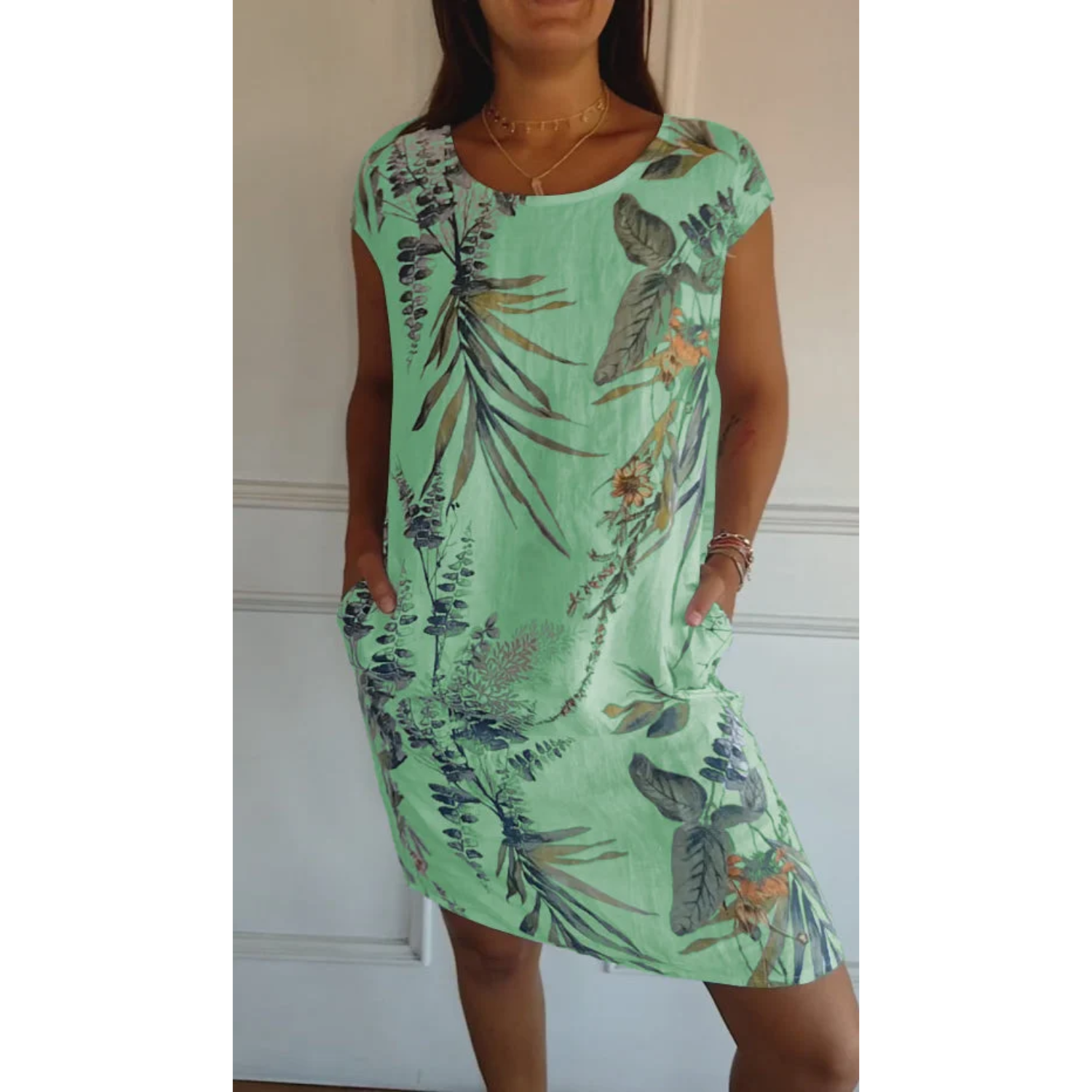 Breezy Floral Short-Sleeve Summer Midi Dress — product view 1