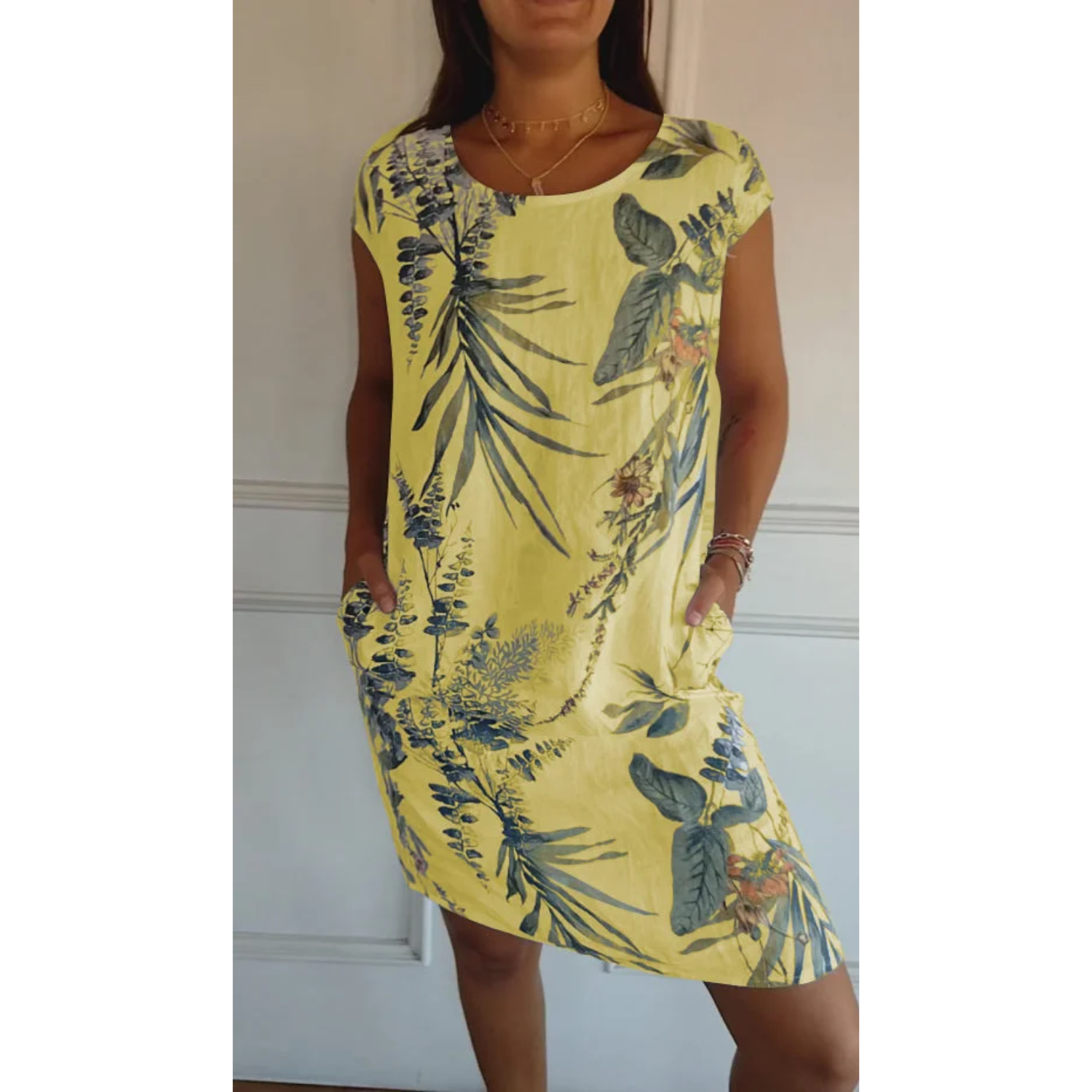 Breezy Floral Short-Sleeve Summer Midi Dress — product view 4