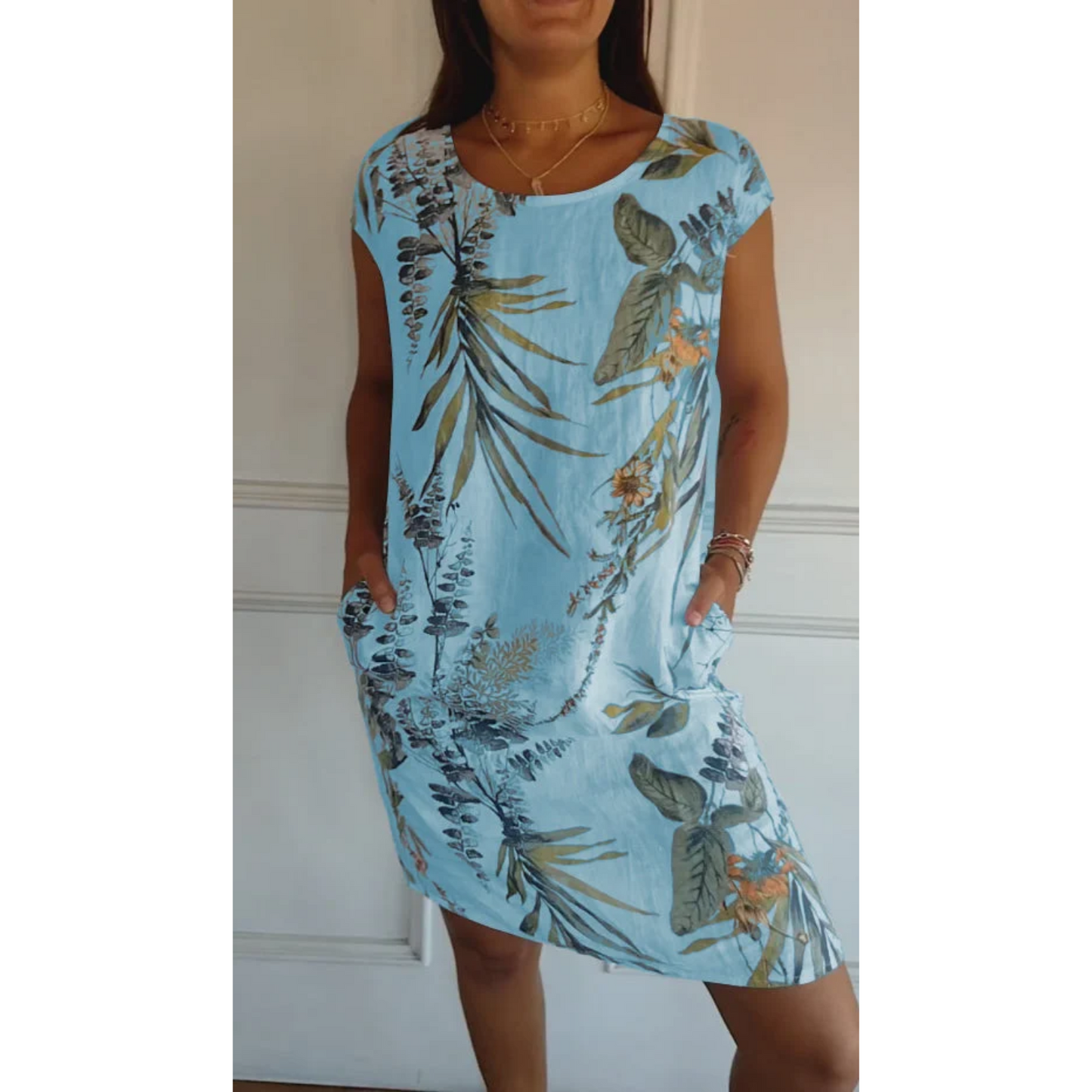 Breezy Floral Short-Sleeve Summer Midi Dress — product view 5