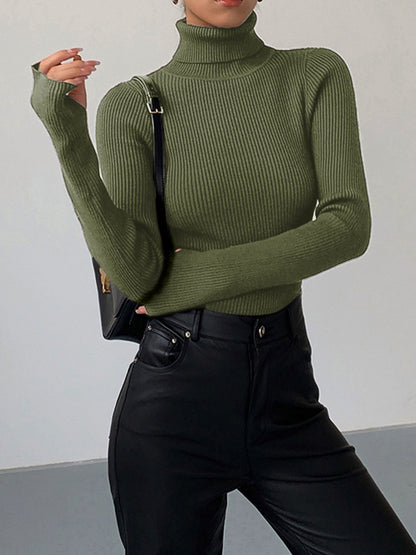 Elara - Ribbed Turtleneck Jumper - product view 10 - Sela Look