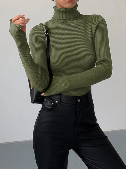 Elara - Ribbed Turtleneck Jumper - product view 10 - Sela Look