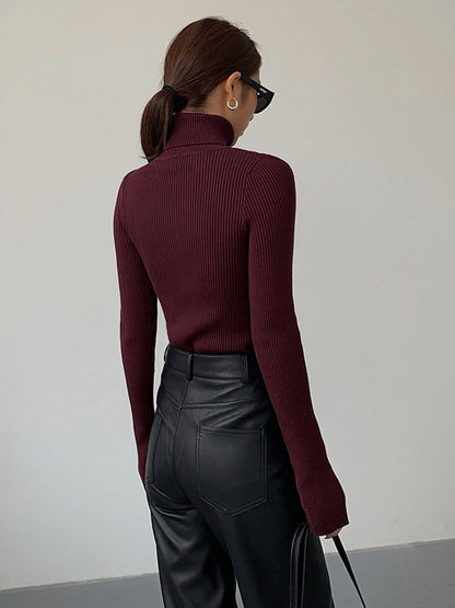 Elara - Ribbed Turtleneck Jumper - product view 5 - Sela Look