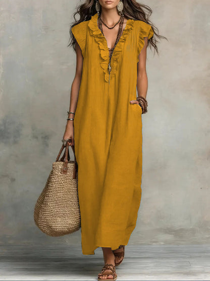 Effortless Ruffle-Sleeve Flowy Boho Maxi Dress — product view 8