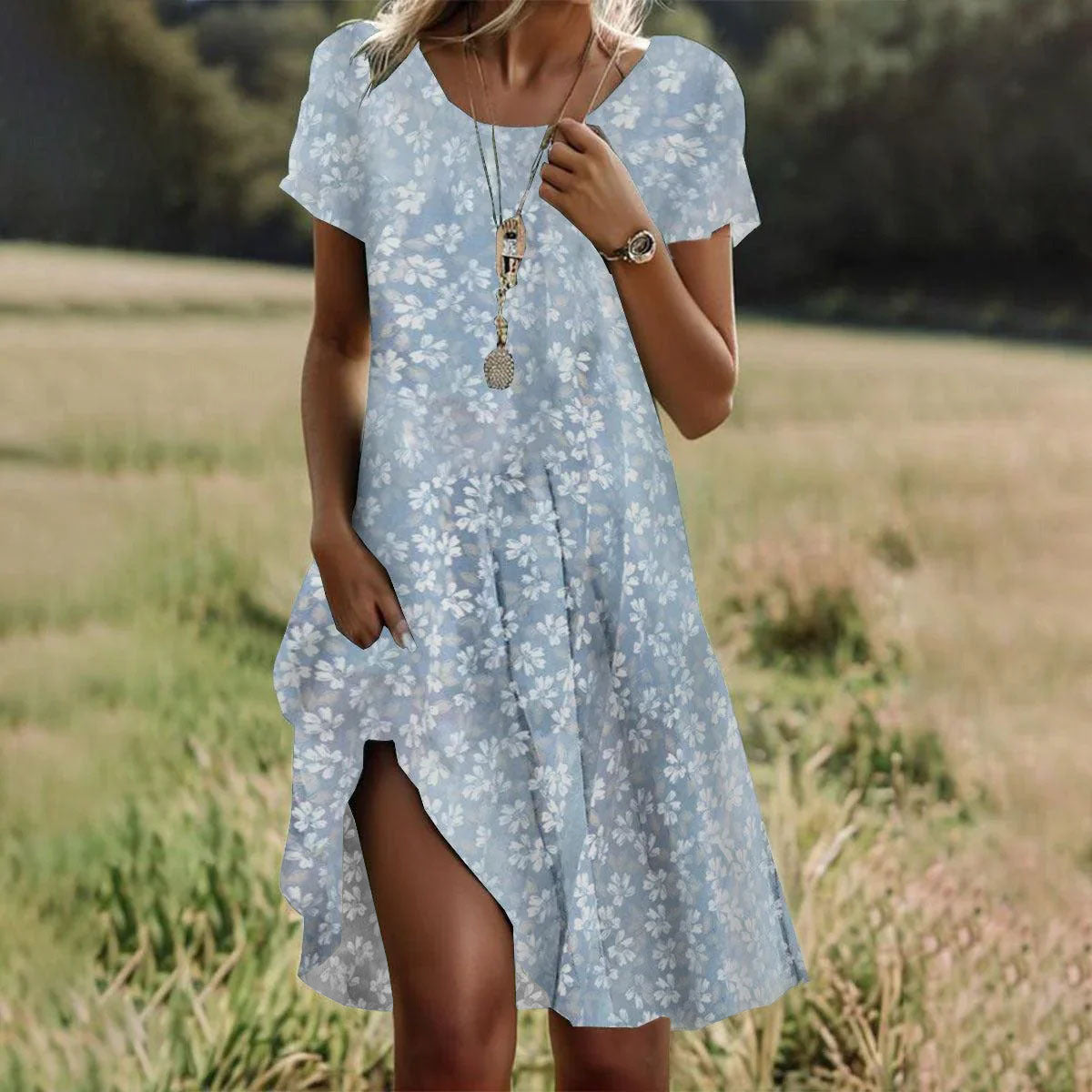 Breezy Women's V-Neck Summer Midi Dress — product view 4