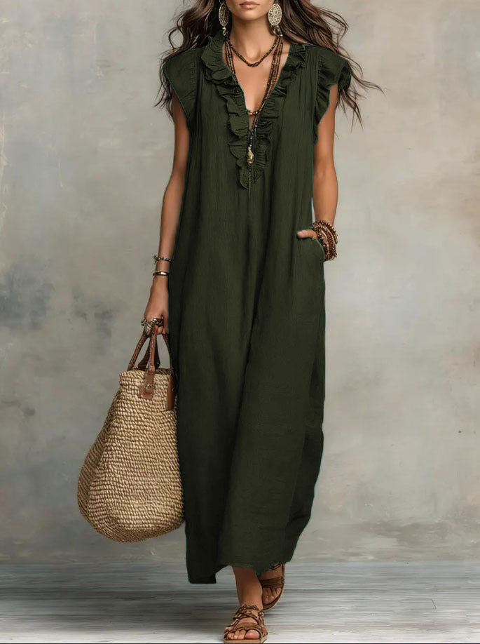Effortless Ruffle-Sleeve Flowy Boho Maxi Dress — product view 13