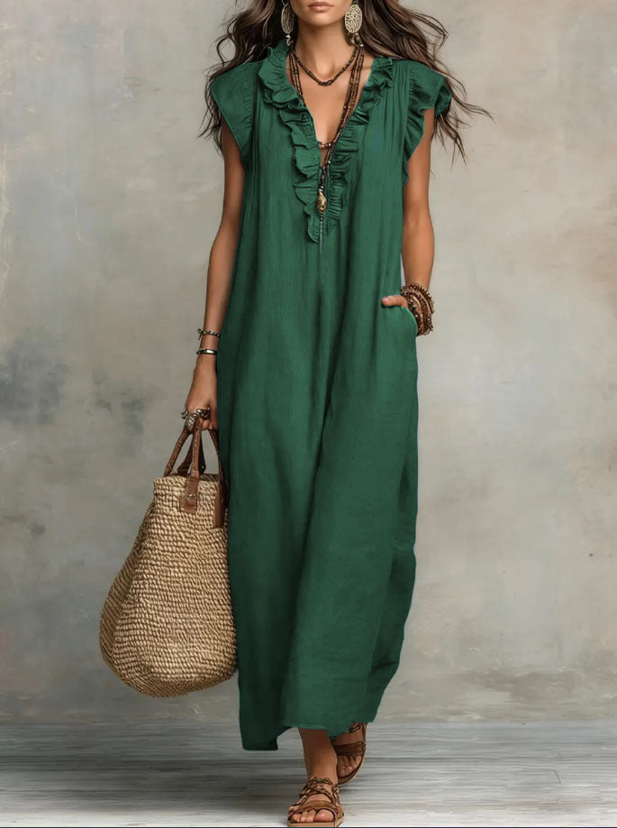 Effortless Ruffle-Sleeve Flowy Boho Maxi Dress — product view 10