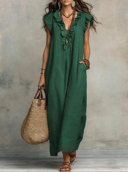 Effortless Ruffle-Sleeve Flowy Boho Maxi Dress — product view 10