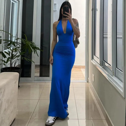 Halter Maxi Dress | Women's Draped Elegant, product image 2