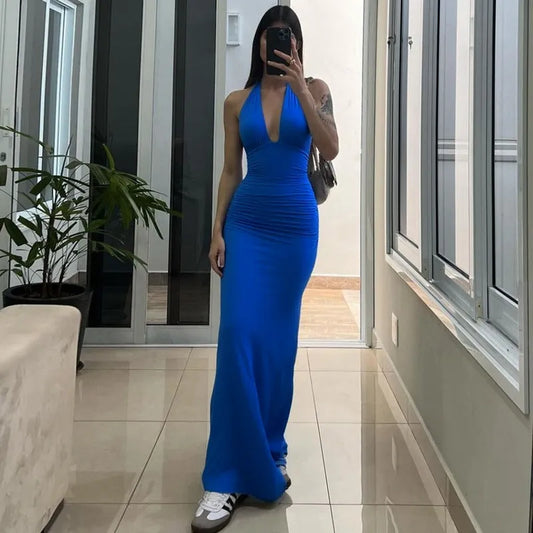 Halter Maxi Dress | Women's Draped Elegant, product image 2