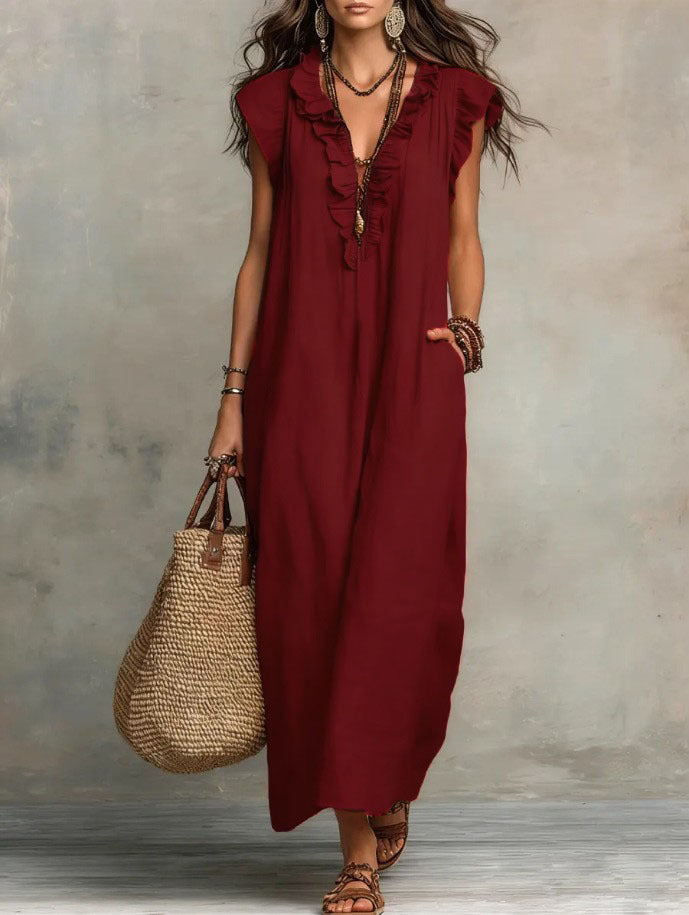 Effortless Ruffle-Sleeve Flowy Boho Maxi Dress — product view 11