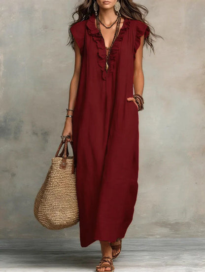 Effortless Ruffle-Sleeve Flowy Boho Maxi Dress — product view 11