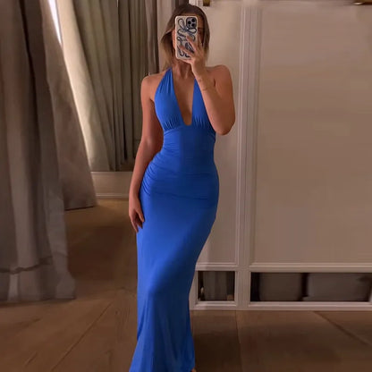 Halter Maxi Dress | Women's Draped Elegant, product image 4