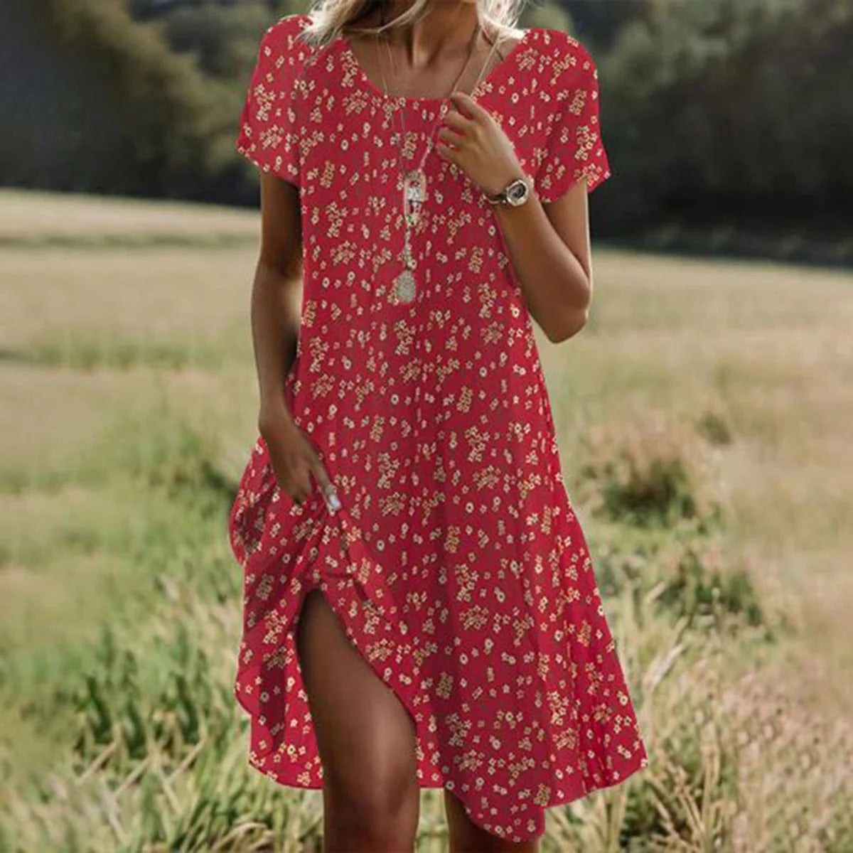 Breezy Women's V-Neck Summer Midi Dress — product view 11