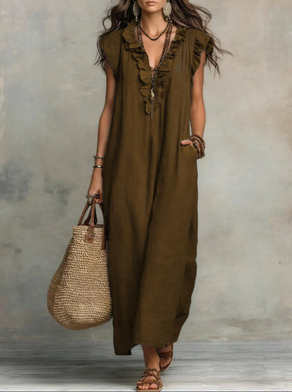 Effortless Ruffle-Sleeve Flowy Boho Maxi Dress — product view 12