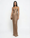 Stella - Pleated Corset Maxi Dress in Gold - product view 1 - Sela Look