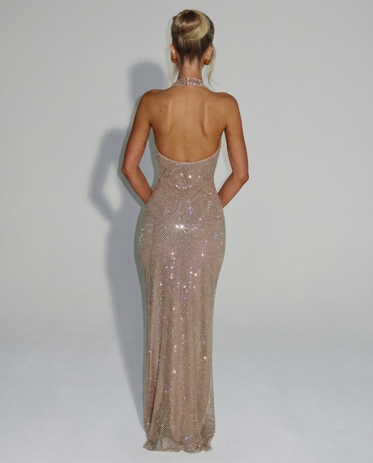Julianna - Sequin Halter-Neck Maxi Dress - product view 2 - Sela Look