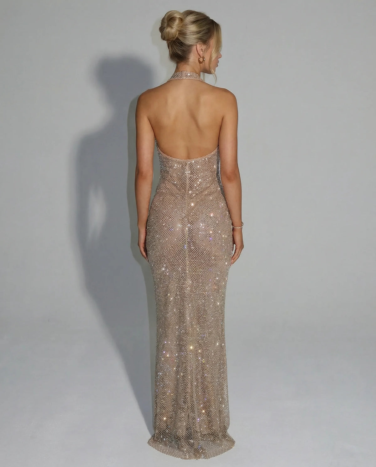 Julianna - Sequin Halter-Neck Maxi Dress - product view 3 - Sela Look