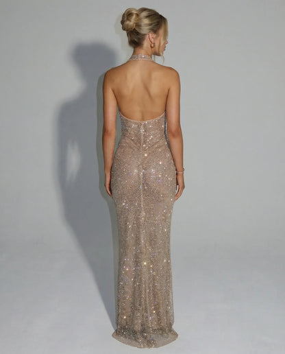 Julianna - Sequin Halter-Neck Maxi Dress - product view 3 - Sela Look