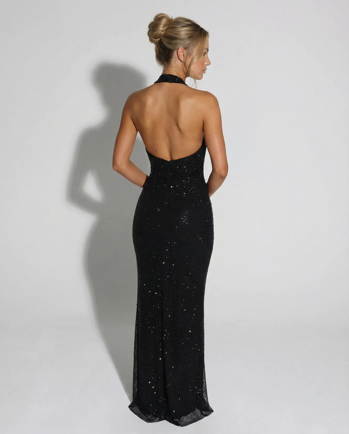 Julianna - Sequin Halter-Neck Maxi Dress - product view 12 - Sela Look
