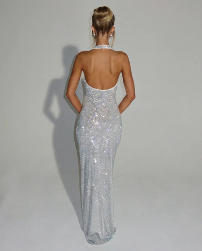 Julianna - Sequin Halter-Neck Maxi Dress - product view 6 - Sela Look