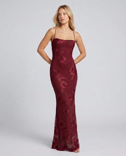 Angela | Floral Appliqué Lace-Up Maxi Dress, product image 13