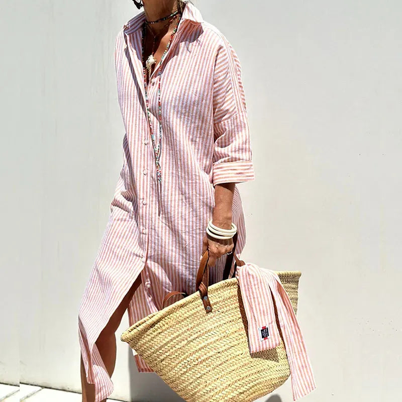 Shirt Dress | Women's Elegant Striped Asher, product image 3