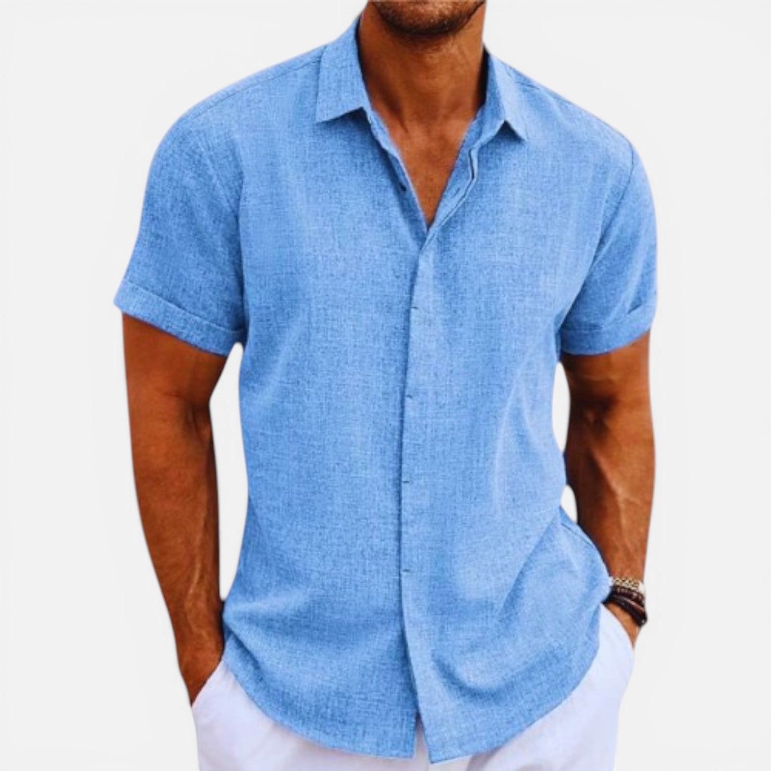 Breezy Men's Breathable Short-Sleeve Summer Shirt — product view 6