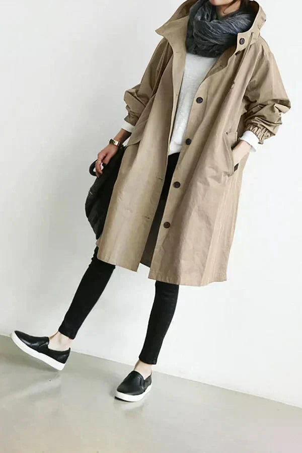 Women's Waterproof Raincoat Adjustable Fit Stylish Outdoor Weather Protection — Color: Beige
