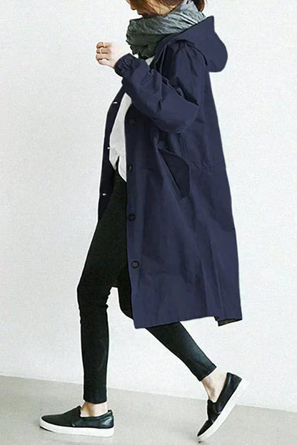 Women's Rain Jacket | Waterproof Hooded Raincoat — Color: Navy Blue