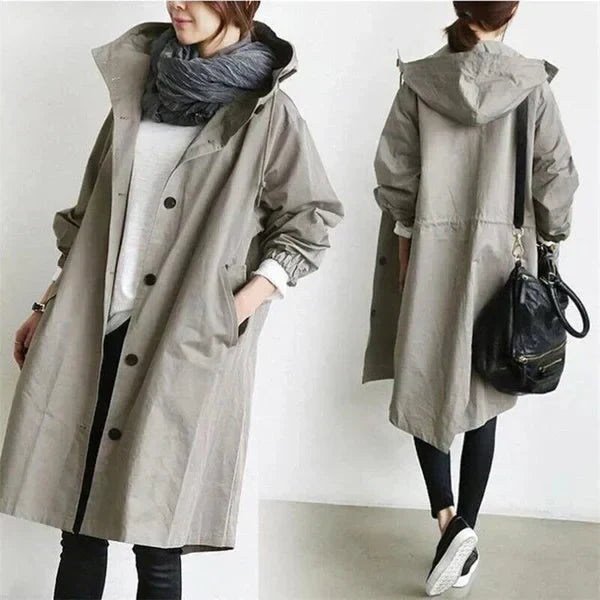 Women's Waterproof Raincoat Adjustable Fit Stylish Outdoor Weather Protection — Color: HellGrau