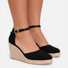 Elegant Black Closed-Toe Espadrille Wedge Sandals — product view 1