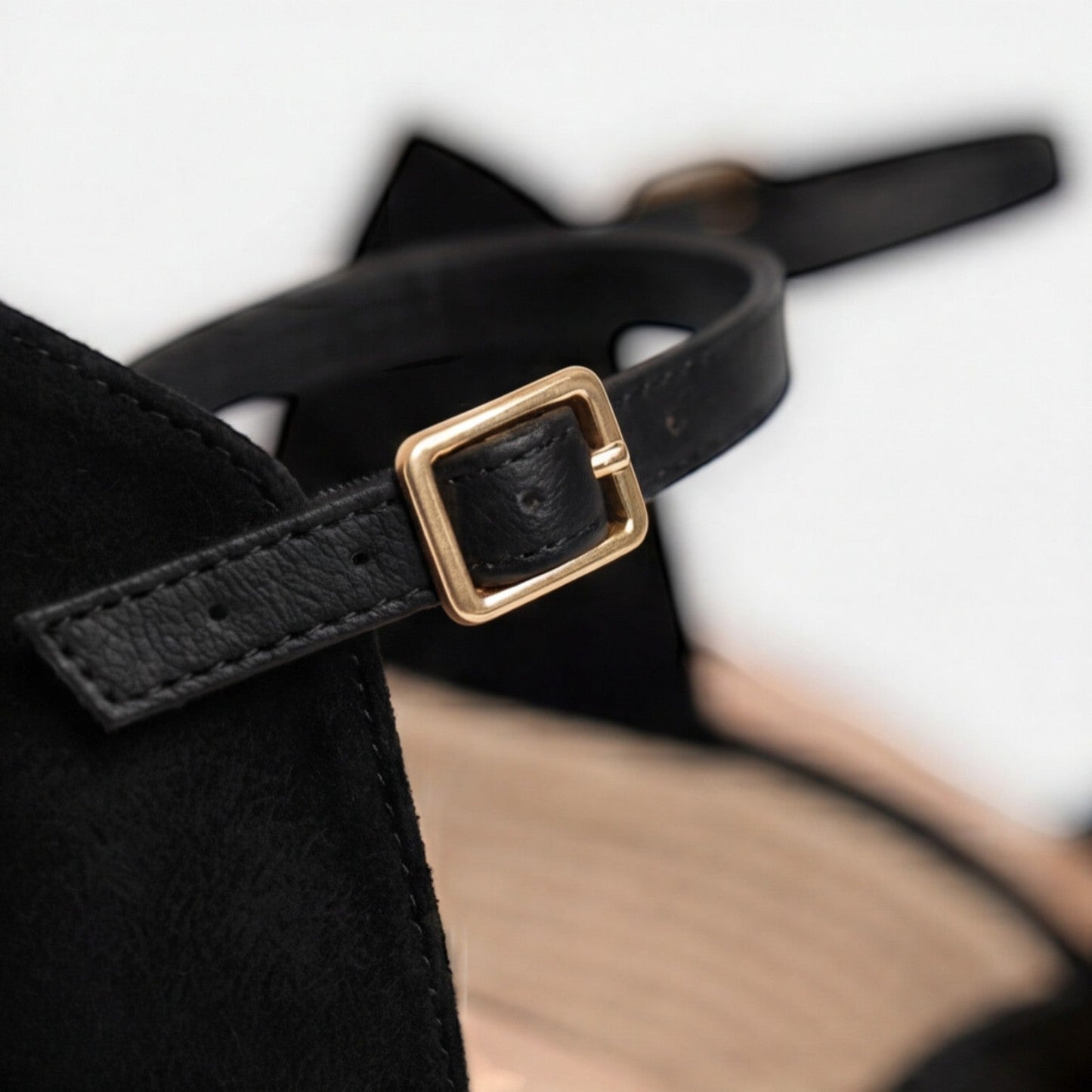 Elegant Black Closed-Toe Espadrille Wedge Sandals — product view 2
