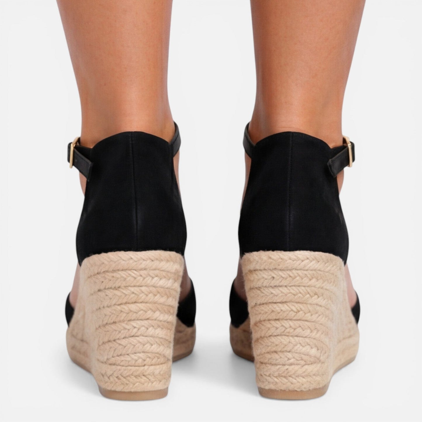 Elegant Black Closed-Toe Espadrille Wedge Sandals — product view 5