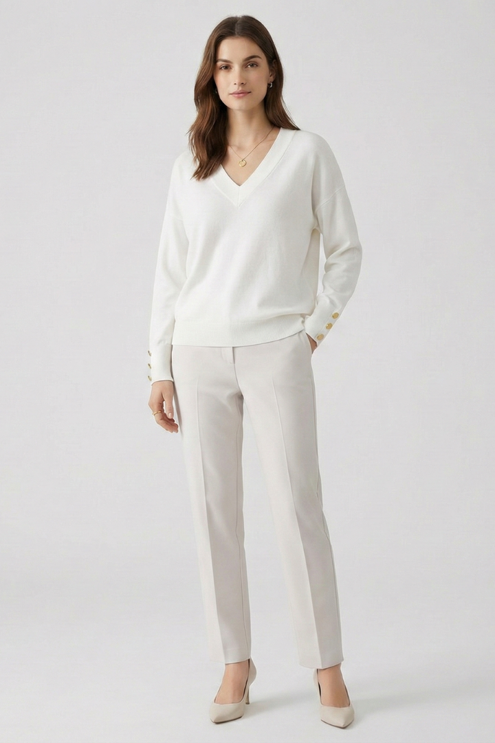 Cleo | V-Neck Button-Cuff Sweater