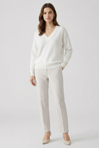 Cleo | V-Neck Button-Cuff Sweater