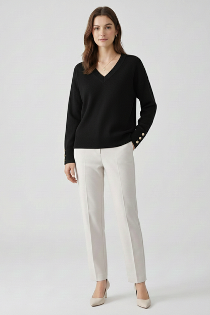Cleo | V-Neck Button-Cuff Sweater