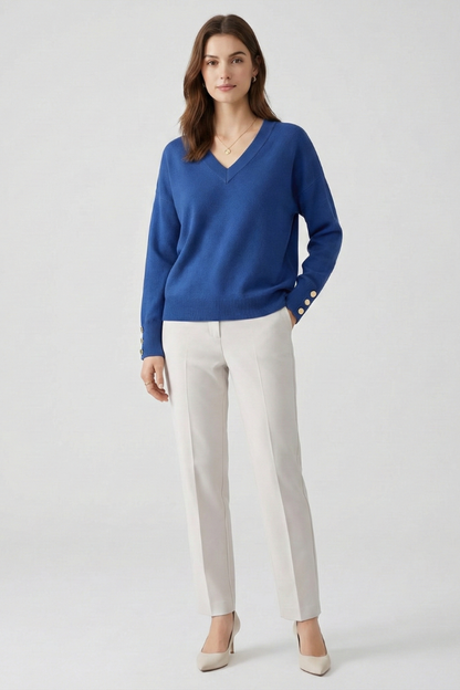 Cleo | V-Neck Button-Cuff Sweater